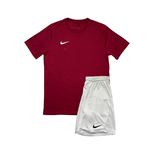 NIKE DRIFIT T-SHIRT & SHORTS - RED & GREY