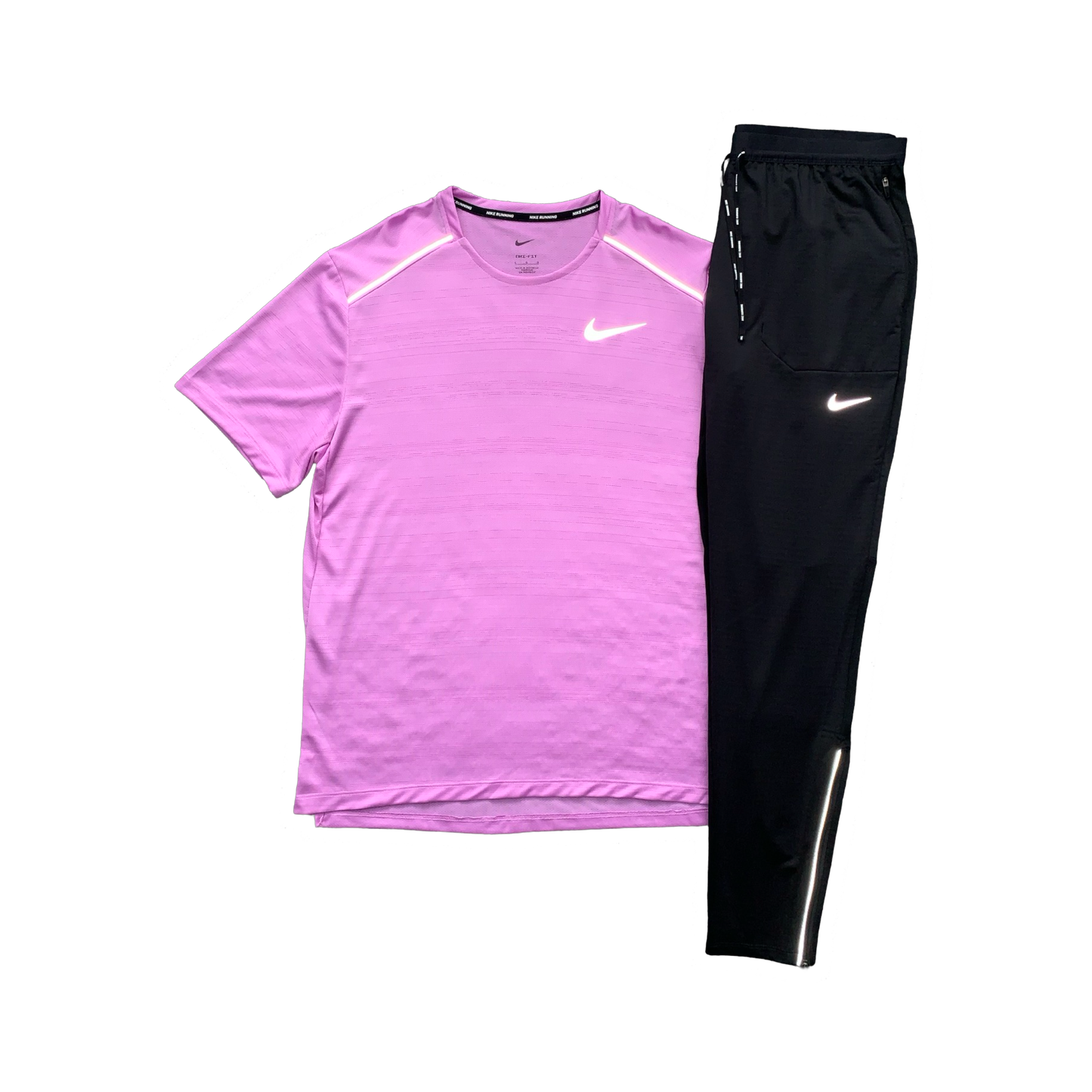 NIKE MILER 1.0 T-SHIRT & PHENOM ELITE PANTS - RUSH FUCHSIA & BLACK