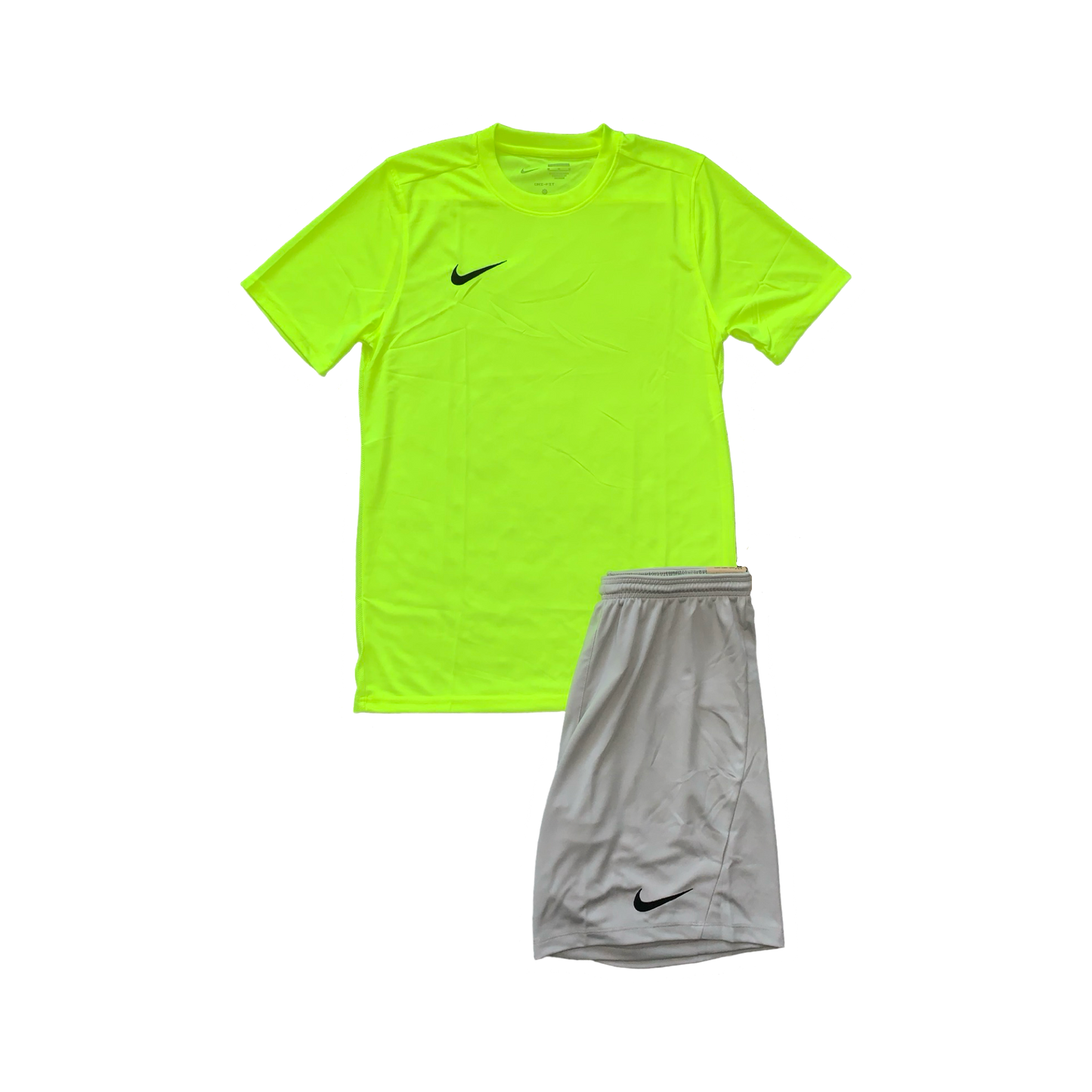 NIKE DRIFIT T-SHIRT & SHORTS - VOLT & GREY