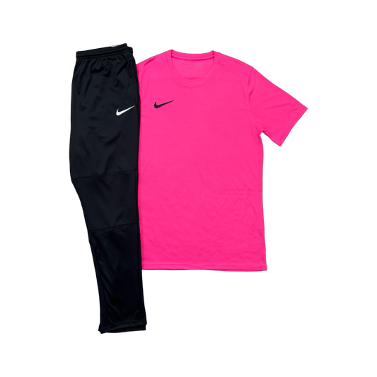 NIKE DRIFIT T-SHIRT & PANTS - PINK & BLACK