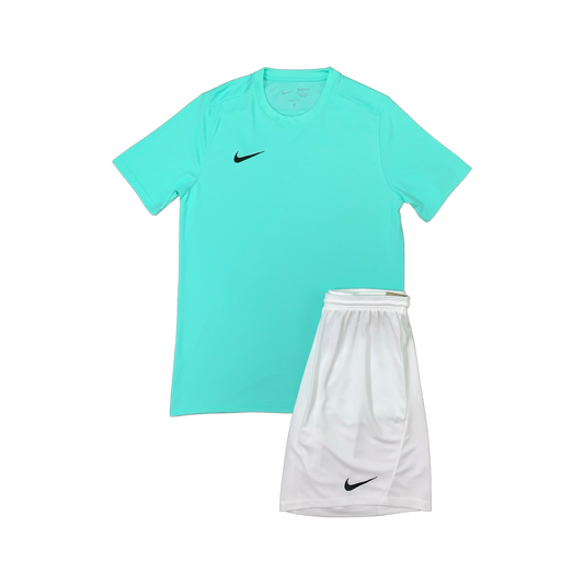 NIKE DRIFIT T-SHIRT & SHORTS - HYPER TURQUOISE & WHITE