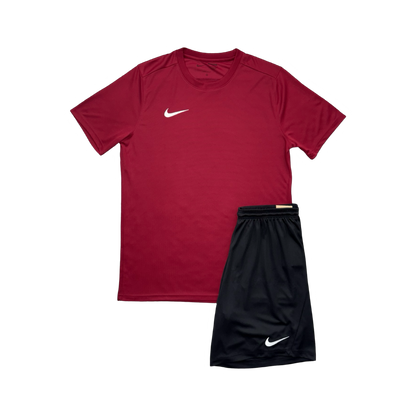 NIKE DRIFIT T-SHIRT & SHORTS - RED & BLACK