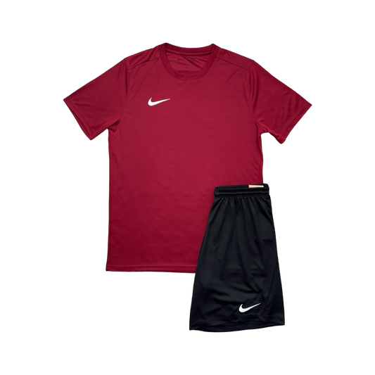 NIKE DRIFIT T-SHIRT & SHORTS - RED & BLACK