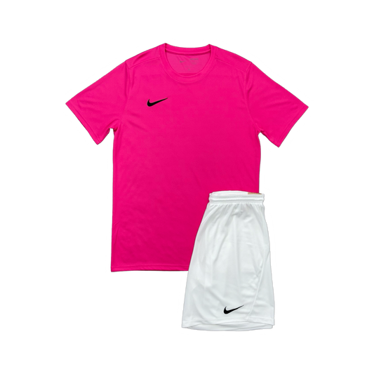 NIKE DRIFIT T-SHIRT & SHORTS - PINK & WHITE