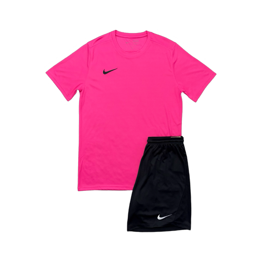 NIKE DRIFIT T-SHIRT & SHORTS - PINK & BLACK