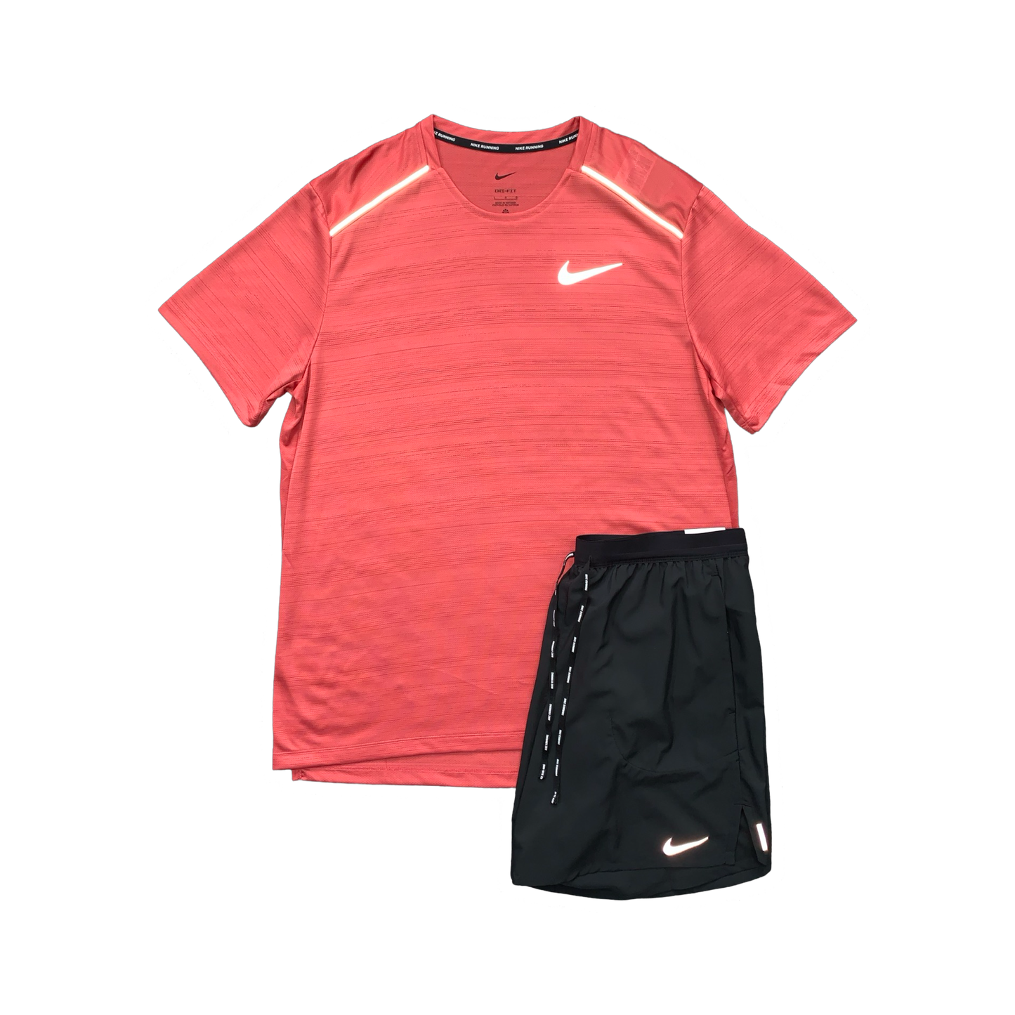 NIKE MILER 1.0 T-SHIRT & FLEX STRIDE SHORTS (7 INCH BRIEF LINING) - ADOBE & BLACK