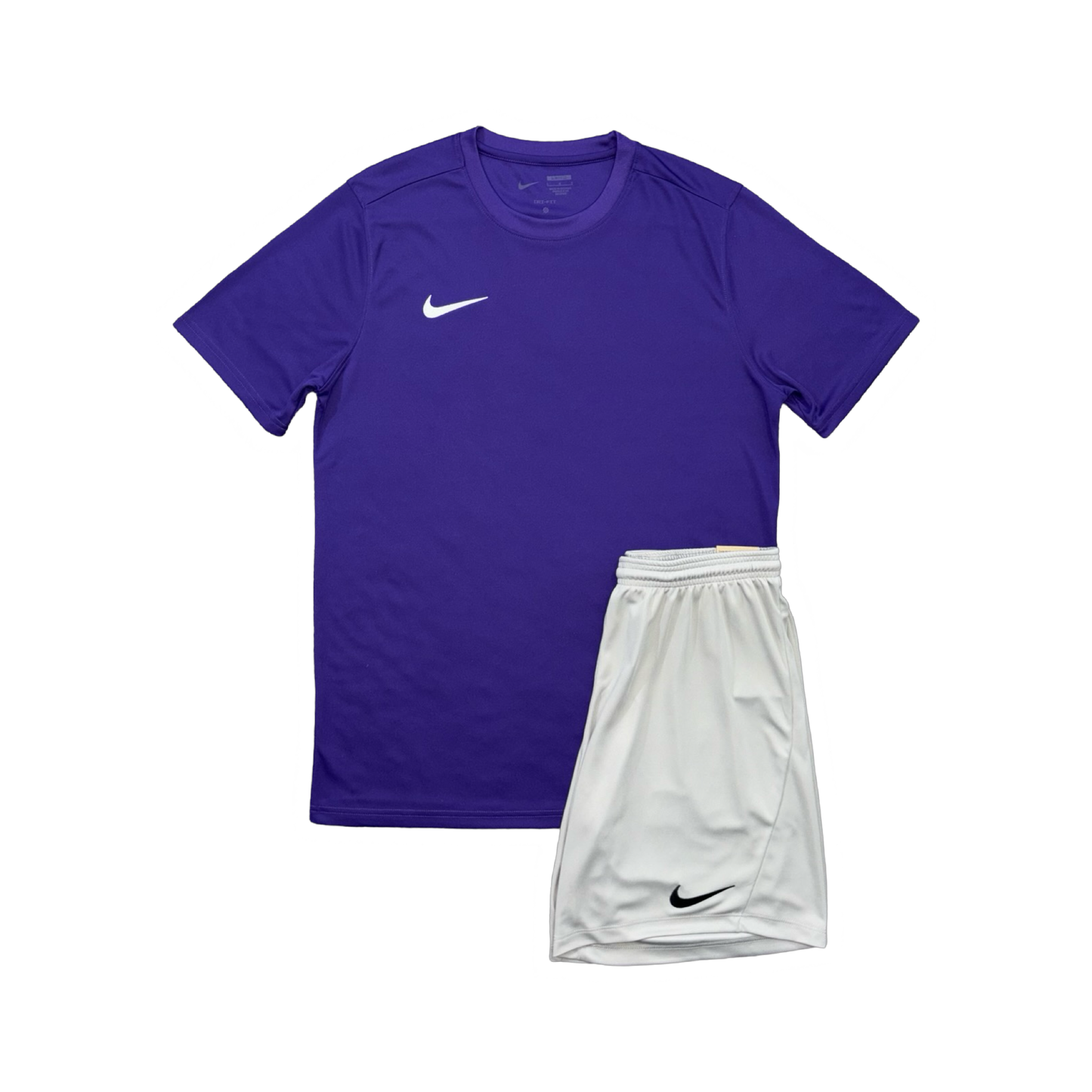 NIKE DRIFIT T-SHIRT & SHORTS - PURPLE & GREY