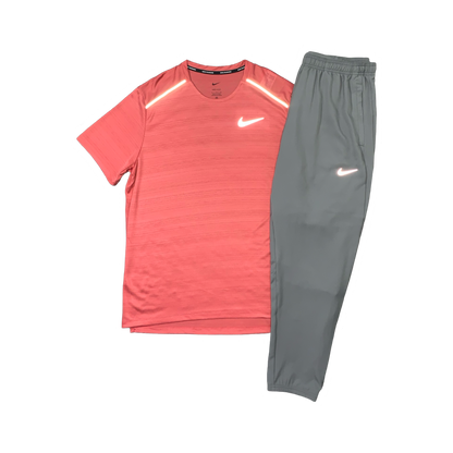 NIKE MILER 1.0 T-SHIRT & CHALLENGER PANTS - ADOBE & GREY