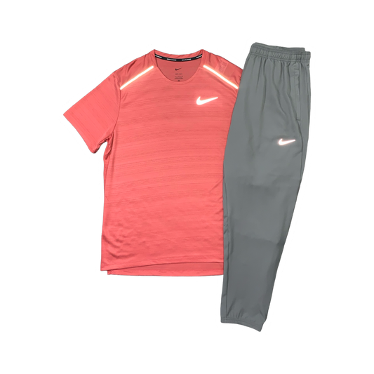 NIKE MILER 1.0 T-SHIRT & CHALLENGER PANTS - ADOBE & GREY