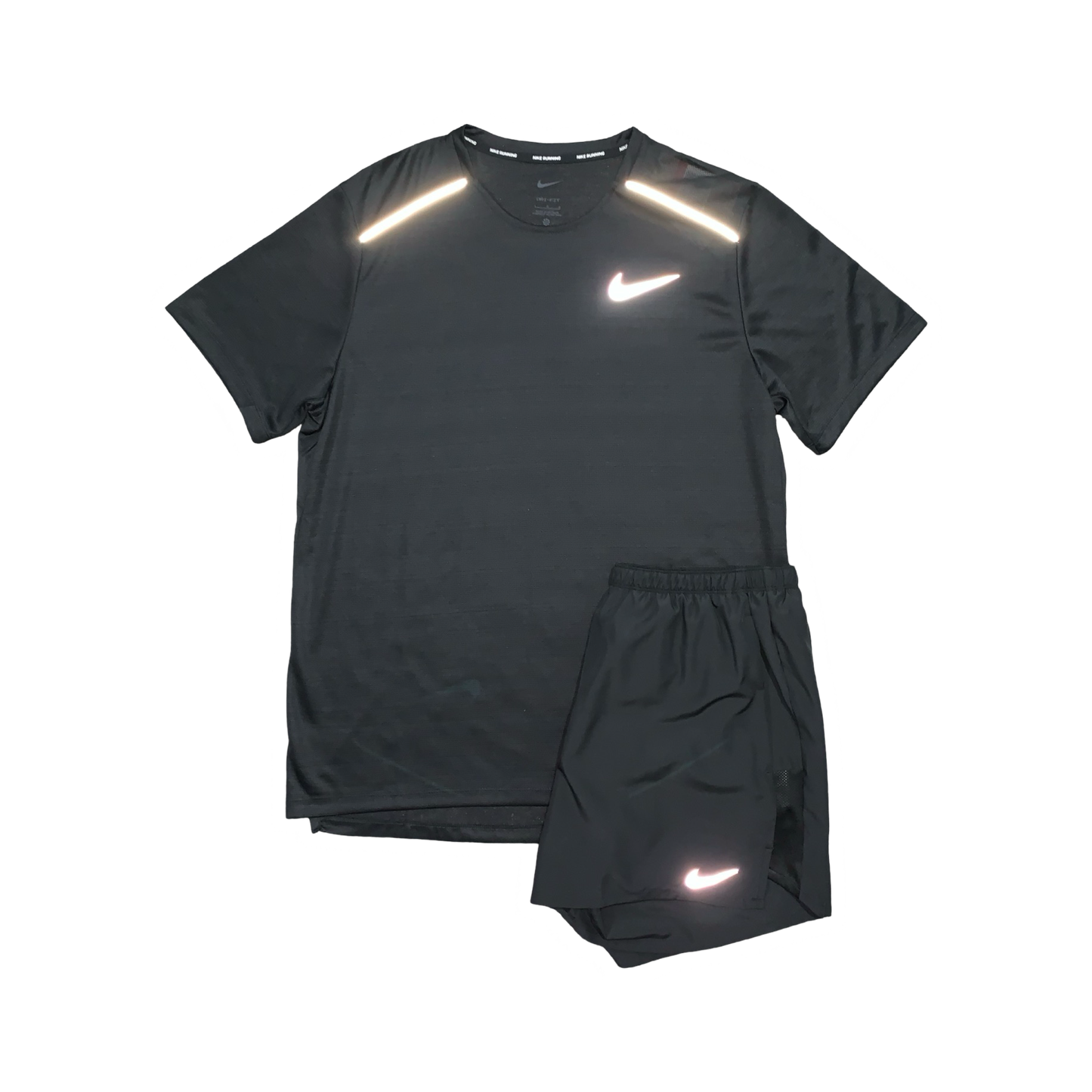 NIKE MILER 1.0 T-SHIRT & CHALLENGER SHORTS (5 INCH BRIEF LINING) - BLACK