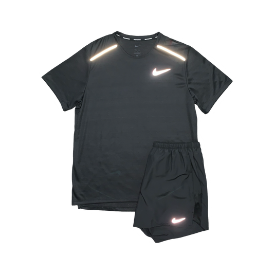 NIKE MILER 1.0 T-SHIRT & CHALLENGER SHORTS (5 INCH BRIEF LINING) - BLACK