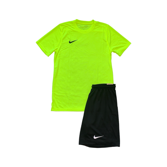 NIKE DRIFIT T-SHIRT & SHORTS - VOLT & BLACK