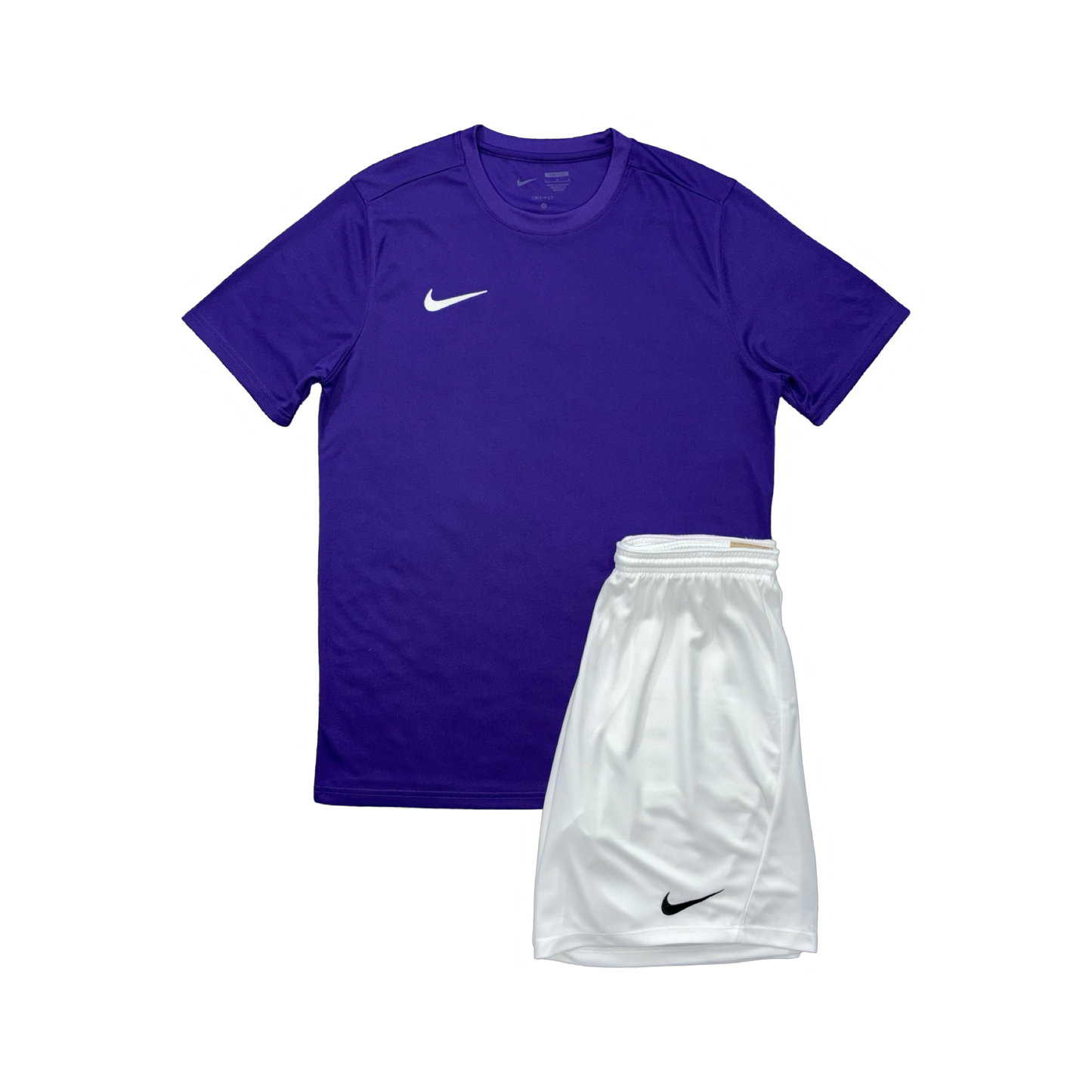 NIKE DRIFIT T-SHIRT & SHORTS - PURPLE & WHITE