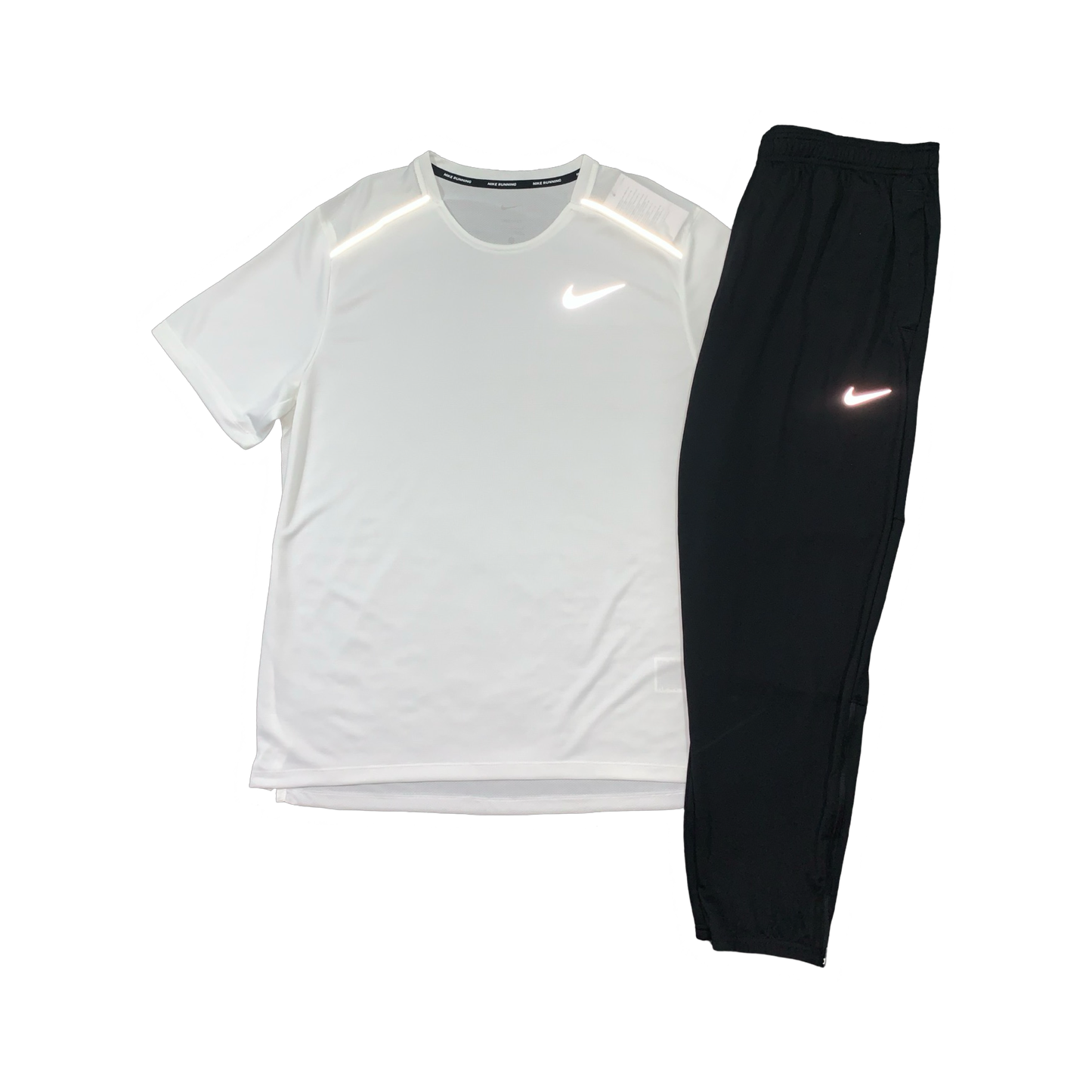 NIKE MILER 1.0 T-SHIRT & CHALLENGER PANTS - WHITE & BLACK