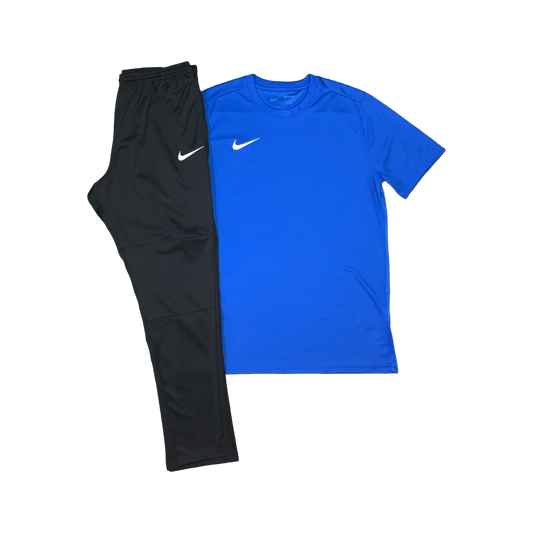 NIKE DRIFIT T-SHIRT & PANTS - ROYAL BLUE & BLACK