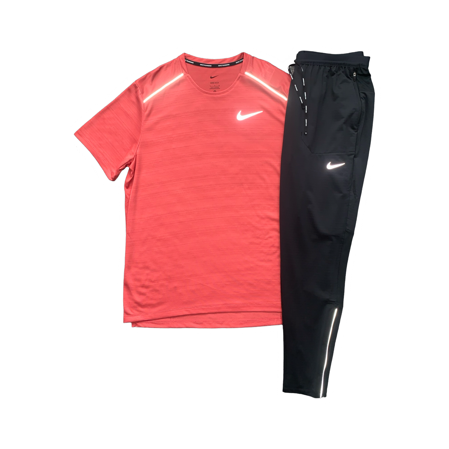 NIKE MILER 1.0 T-SHIRT & PHENOM ELITE PANTS - ADOBE & BLACK