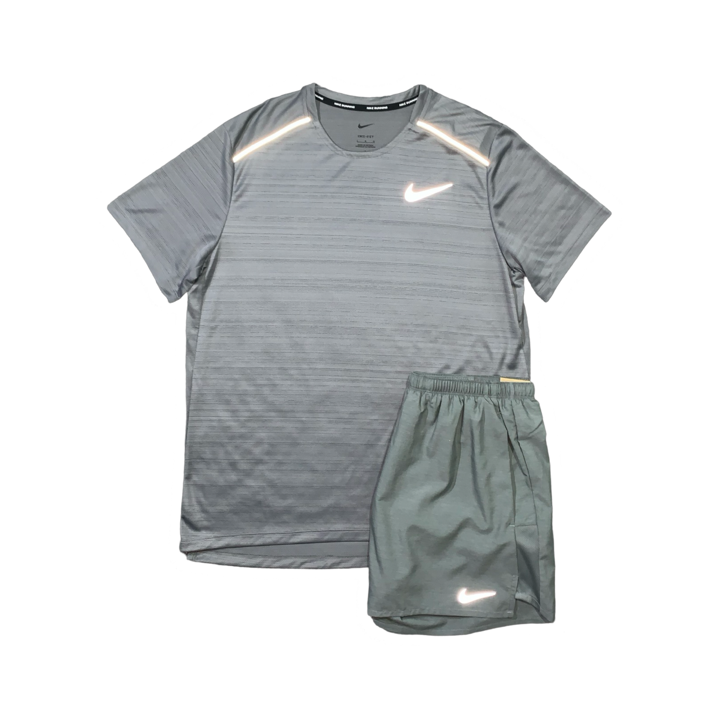 NIKE MILER 1.0 T-SHIRT & CHALLENGER SHORTS (5 INCH BRIEF LINING) - GREY