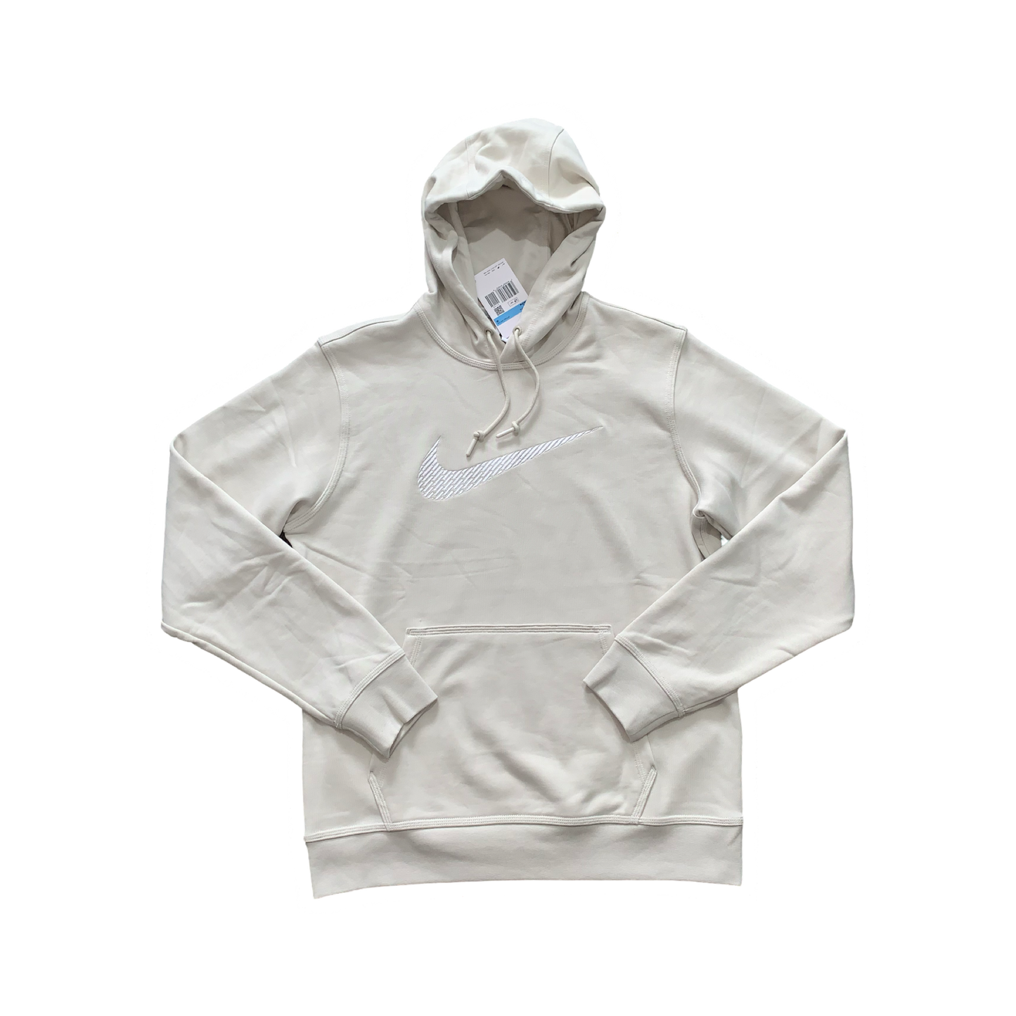 NIKE EMBROIDERED SWOOSH FLEECE HOODIE - CREAM