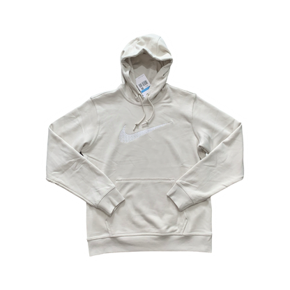 NIKE EMBROIDERED SWOOSH FLEECE HOODIE - CREAM