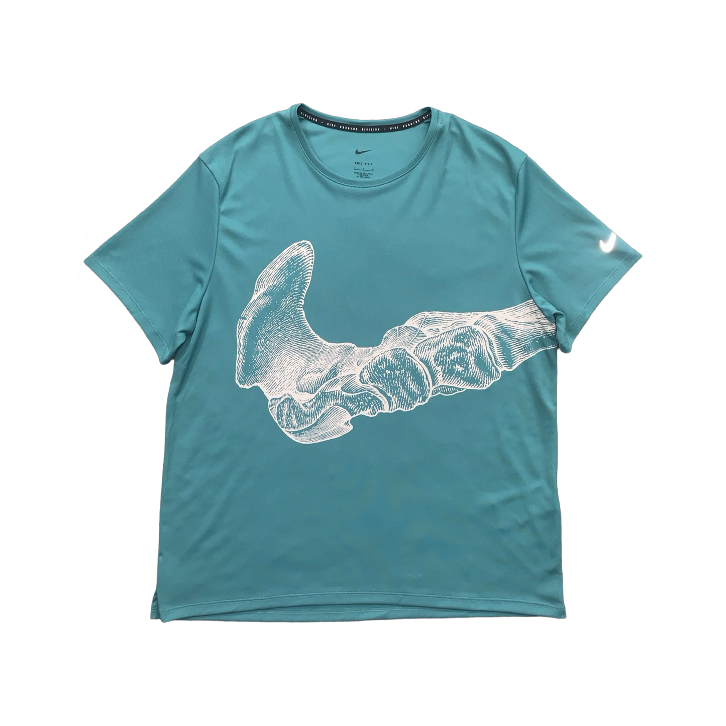 NIKE RUN DIVISION MILER GRAPHIC BONE T-SHIRT - TEAL