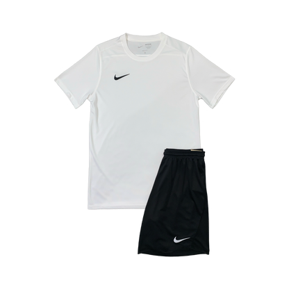 NIKE DRIFIT T-SHIRT & SHORTS - WHITE & BLACK