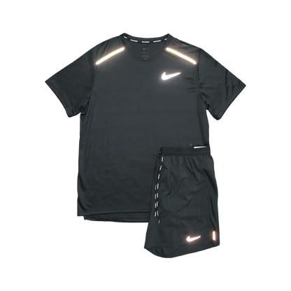 NIKE MILER 1.0 T-SHIRT & FLEX STRIDE SHORTS (7 INCH BRIEF LINING) - BLACK