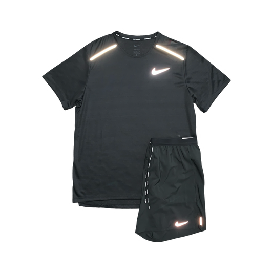 NIKE MILER 1.0 T-SHIRT & FLEX STRIDE SHORTS (7 INCH BRIEF LINING) - BLACK