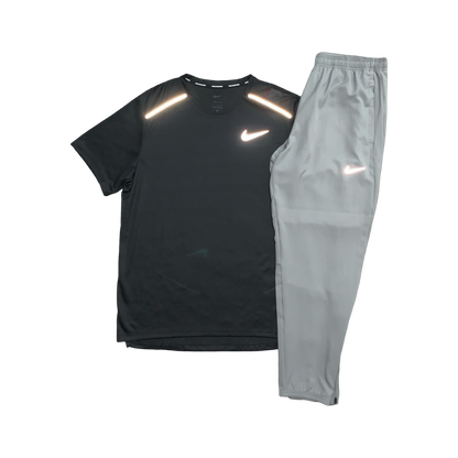 NIKE MILER 1.0 T-SHIRT & CHALLENGER PANTS - BLACK & GREY