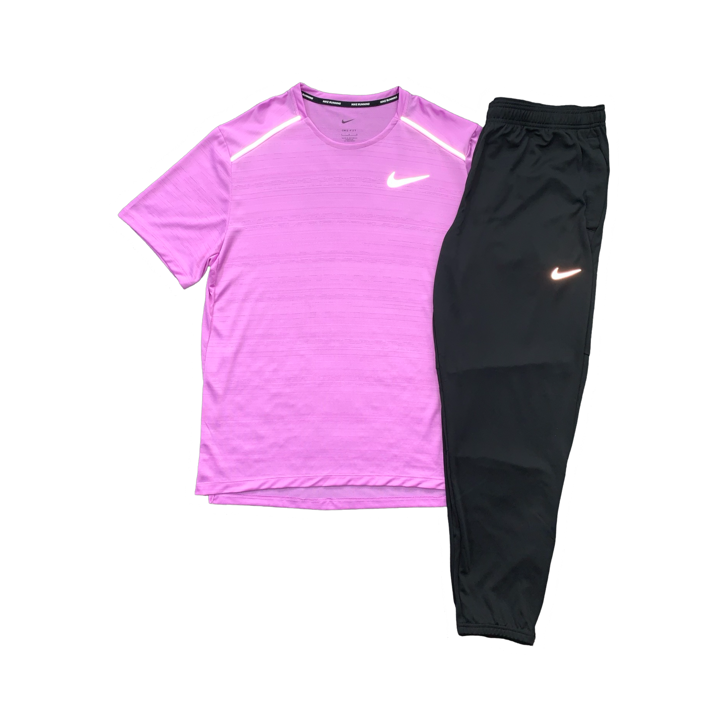 NIKE MILER 1.0 T-SHIRT & CHALLENGER PANTS - RUSH FUCHSIA & BLACK