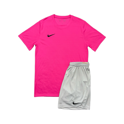 NIKE DRIFIT T-SHIRT & SHORTS - PINK & GREY