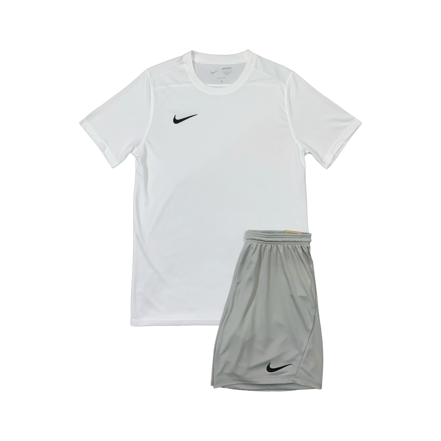 NIKE DRIFIT T-SHIRT & SHORTS - WHITE & GREY