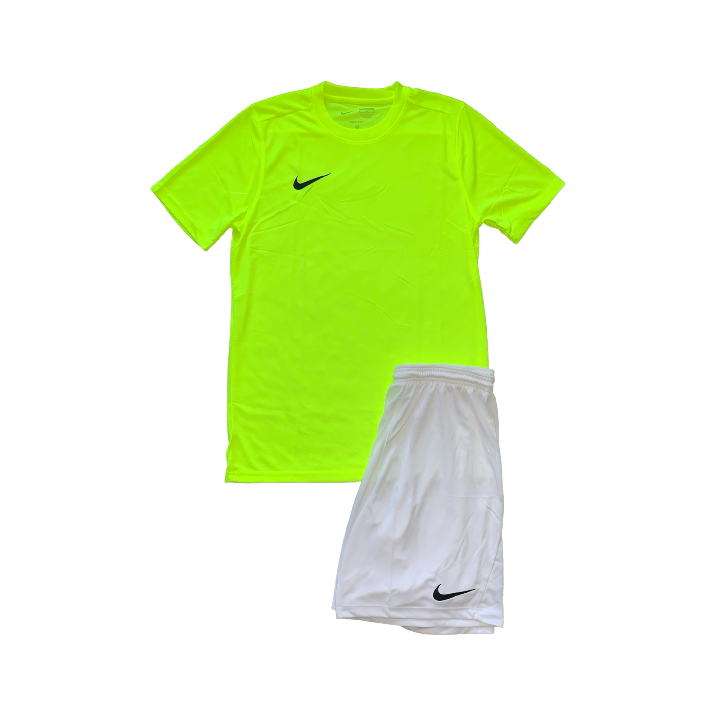 NIKE DRIFIT T-SHIRT & SHORTS - VOLT & WHITE