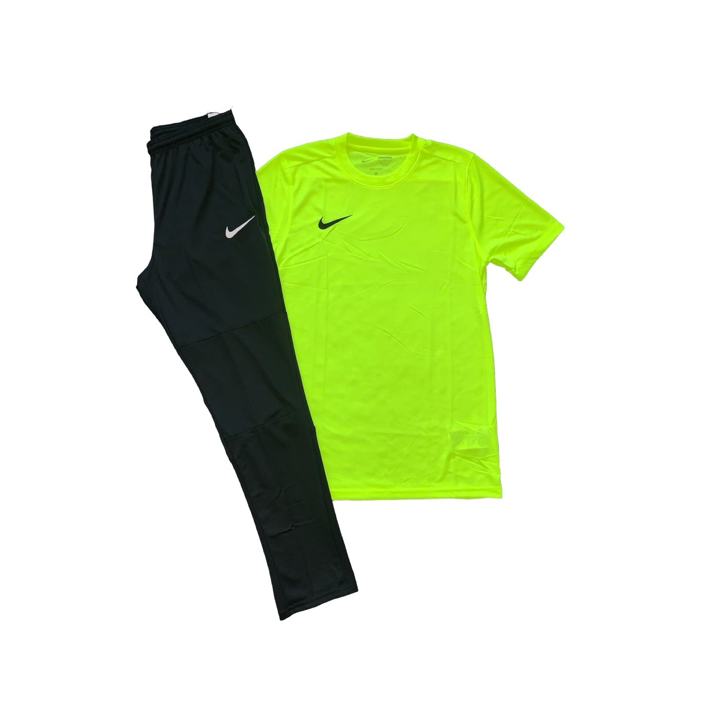 NIKE DRIFIT T-SHIRT & PANTS - VOLT & BLACK