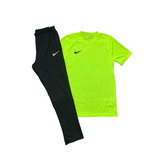 NIKE DRIFIT T-SHIRT & PANTS - VOLT & BLACK